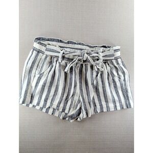 Jolt‎ Striped Paperbag Waist Shorts Black White Tie Belt Medium